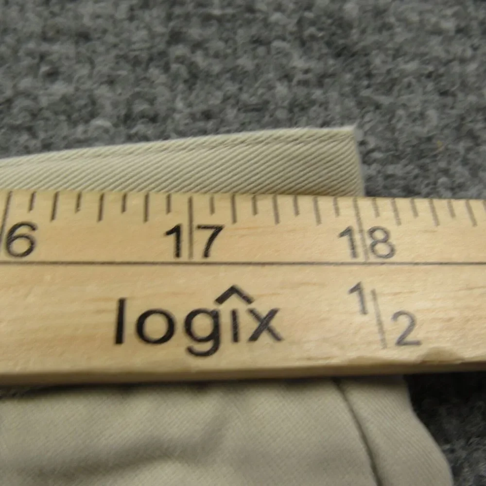 LL Bean Pants Men 36x27 Cream Beige Flannel Lined Pleated Natural‎ Fit Flawed